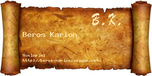 Beros Karion névjegykártya